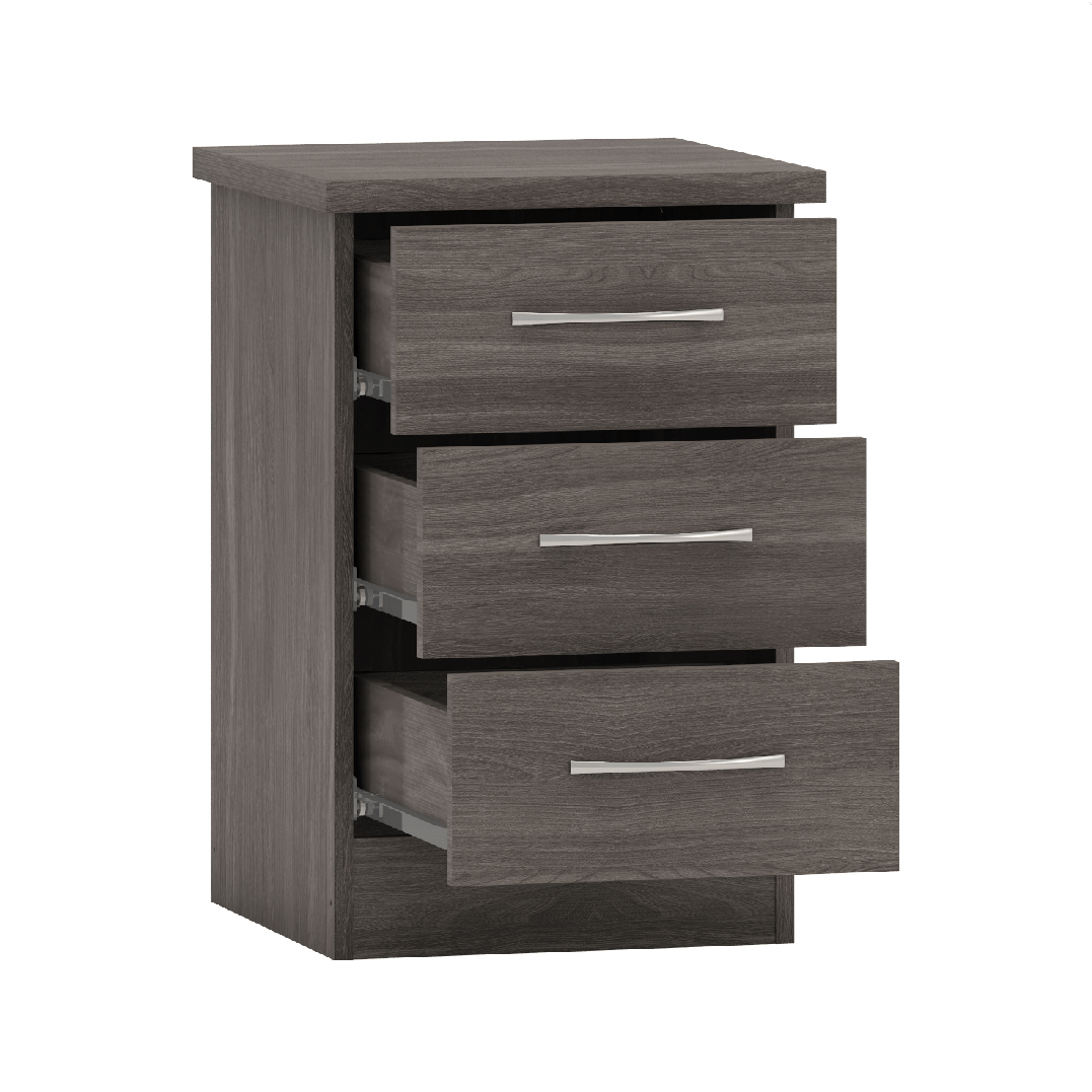 Nevada 3 Drawer Bedside Cabinet - Seconique