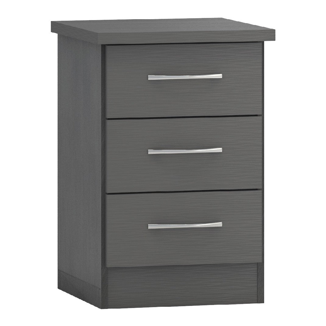 Nevada 3 Drawer Bedside Cabinet - Seconique