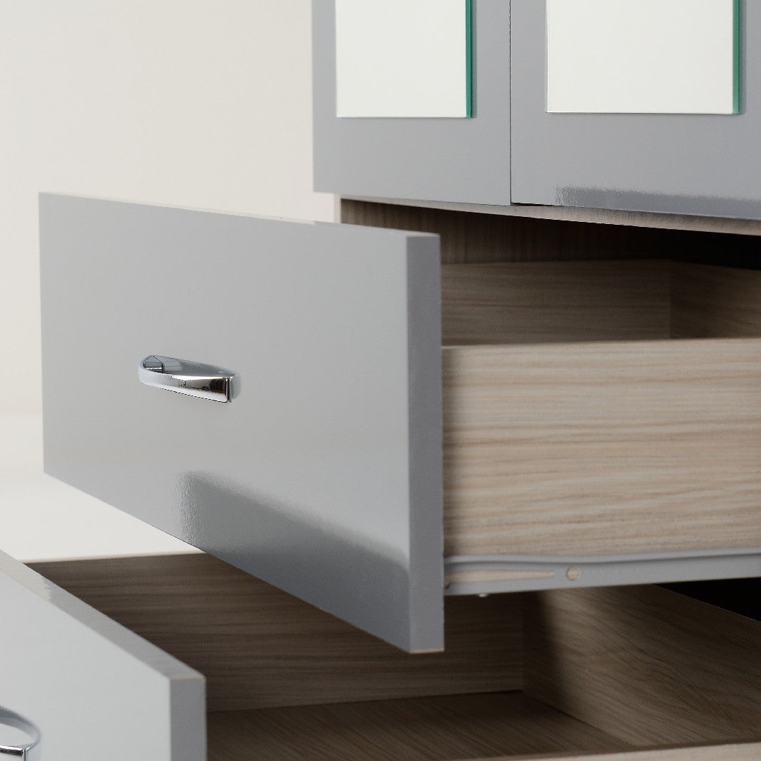 Nevada 4 Door 2 Drawer Mirrored Wardrobe - Seconique