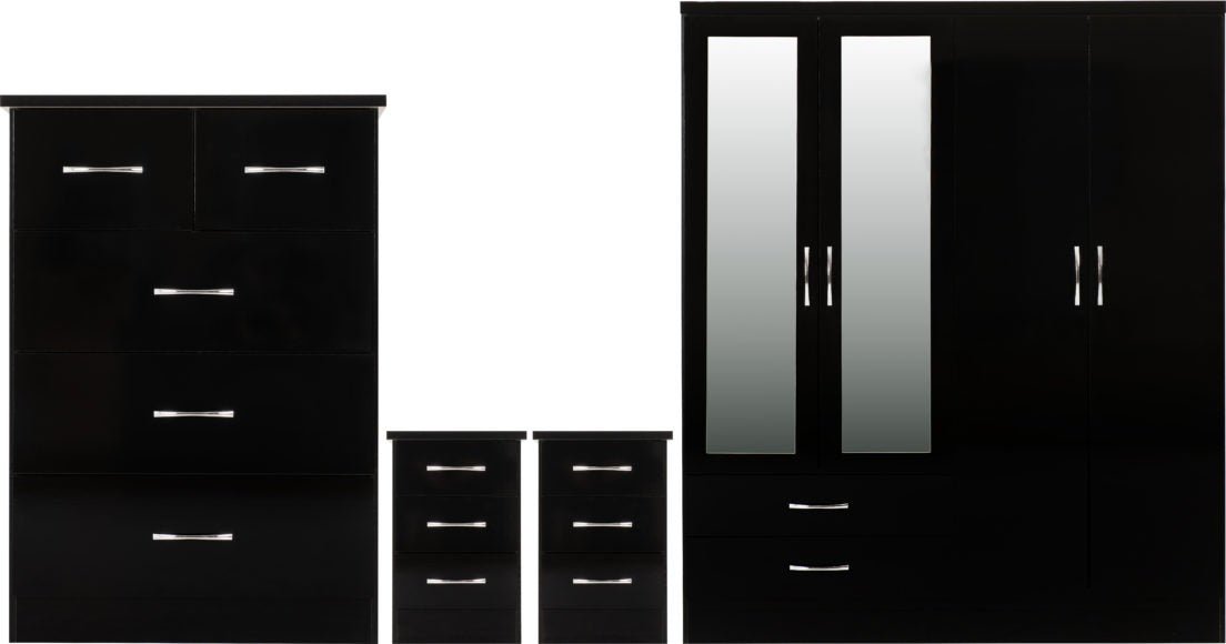 Nevada 4 Door Wardrobe 4 Piece Bedroom Set - Seconique