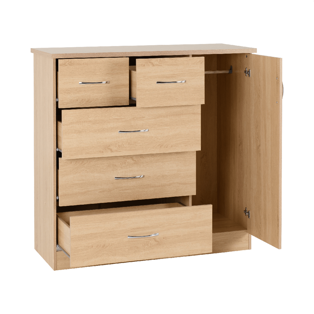 Nevada 5 Drawer Low Wardrobe - Seconique