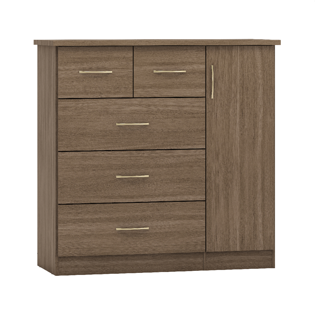 Nevada 5 Drawer Low Wardrobe - Seconique