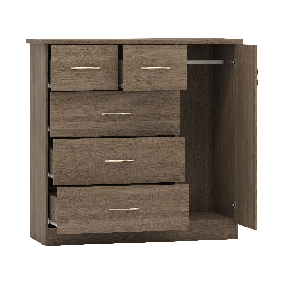 Nevada 5 Drawer Low Wardrobe - Seconique