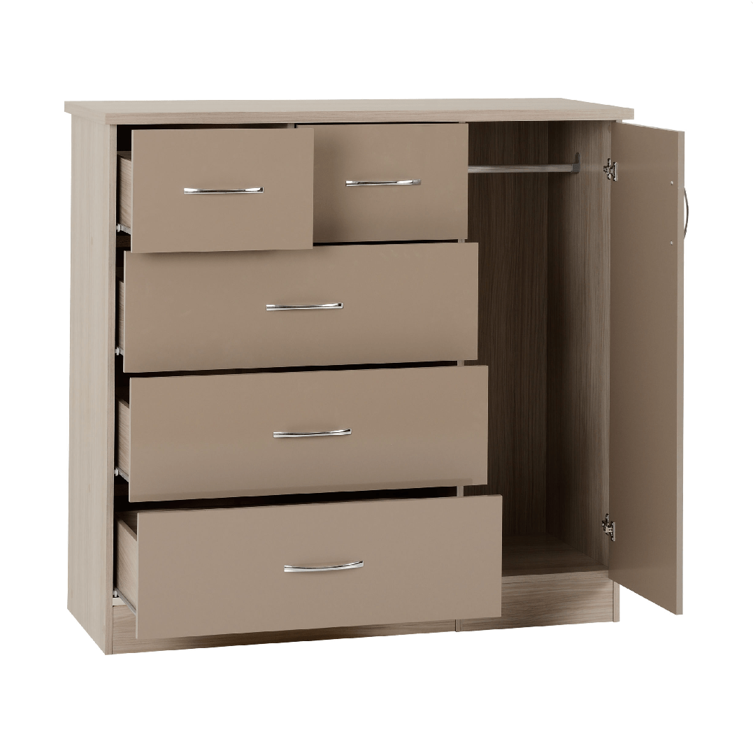 Nevada 5 Drawer Low Wardrobe - Seconique