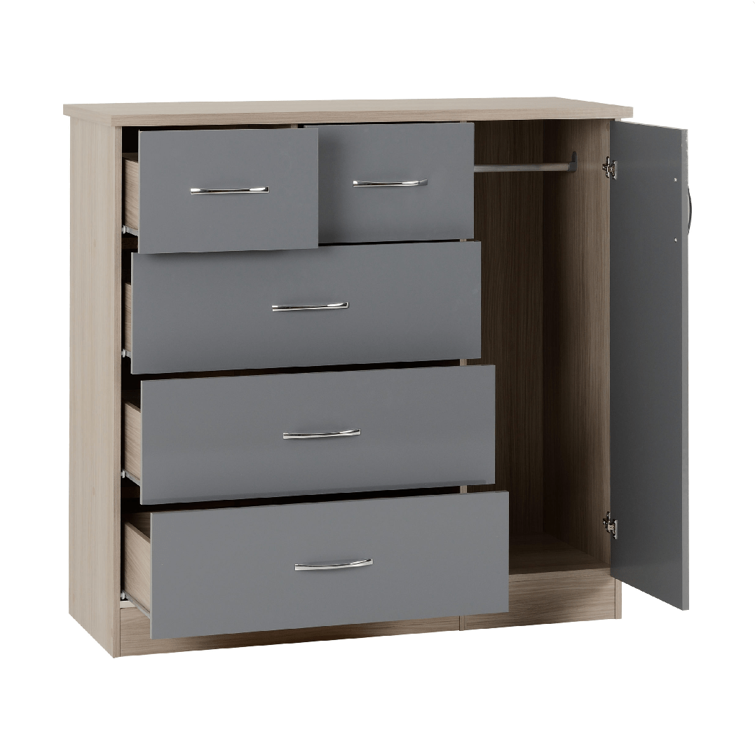 Nevada 5 Drawer Low Wardrobe - Seconique
