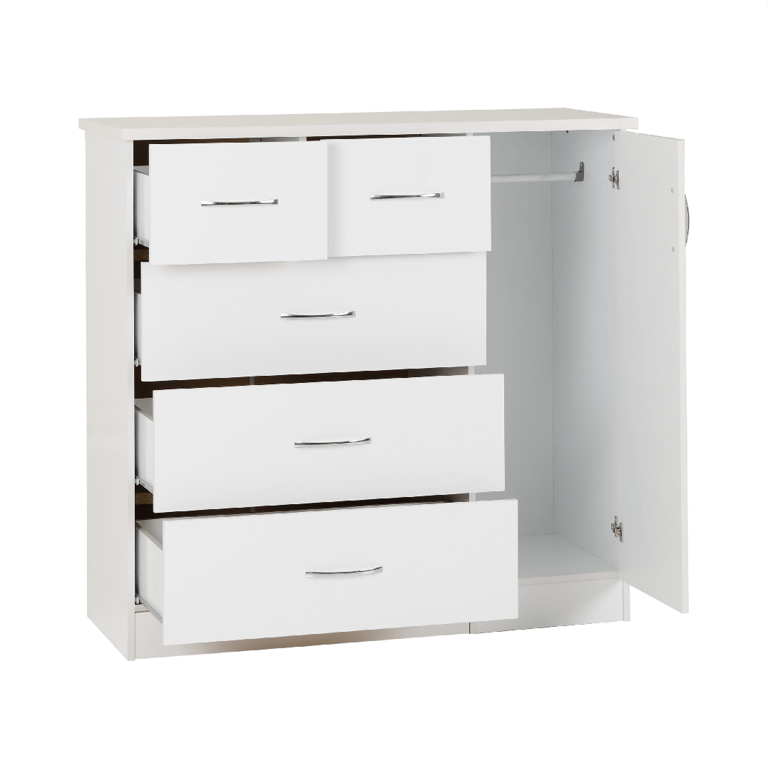 Nevada 5 Drawer Low Wardrobe - Seconique