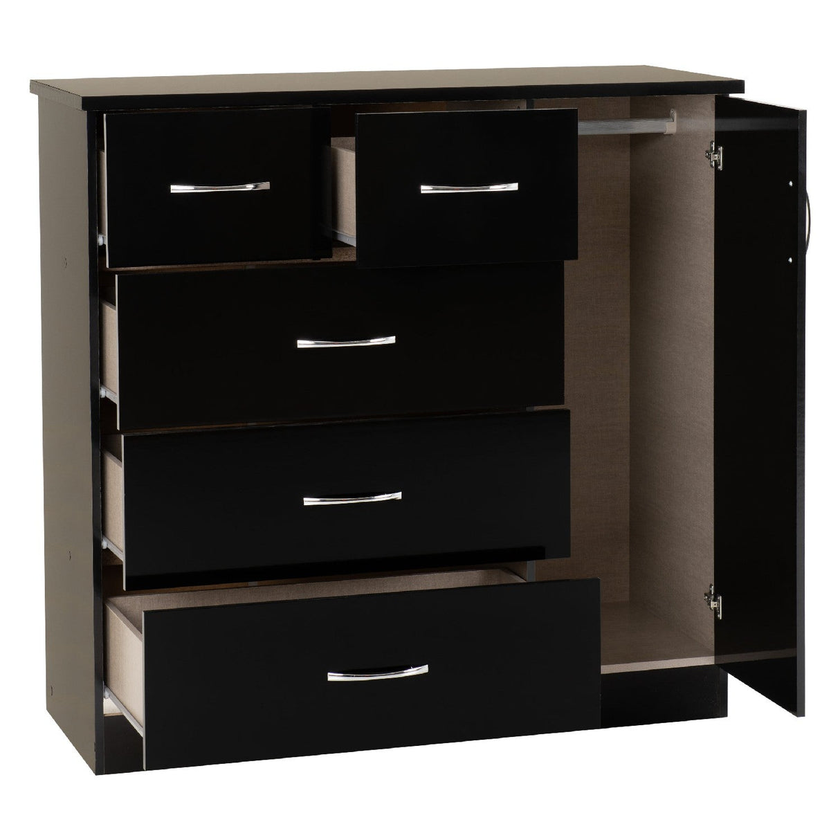 Nevada 5 Drawer Low Wardrobe - Seconique
