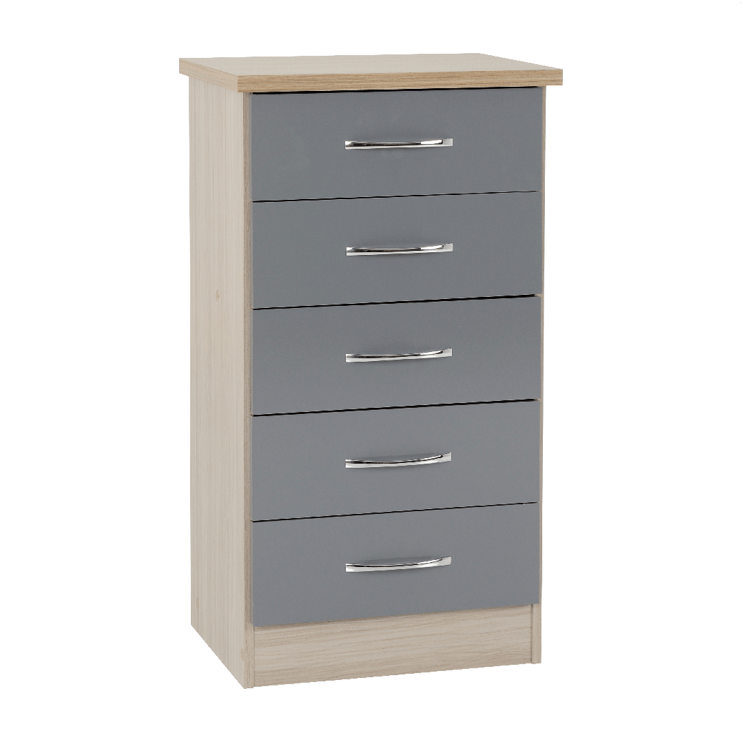 Nevada 5 Drawer Narrow Chest - Seconique