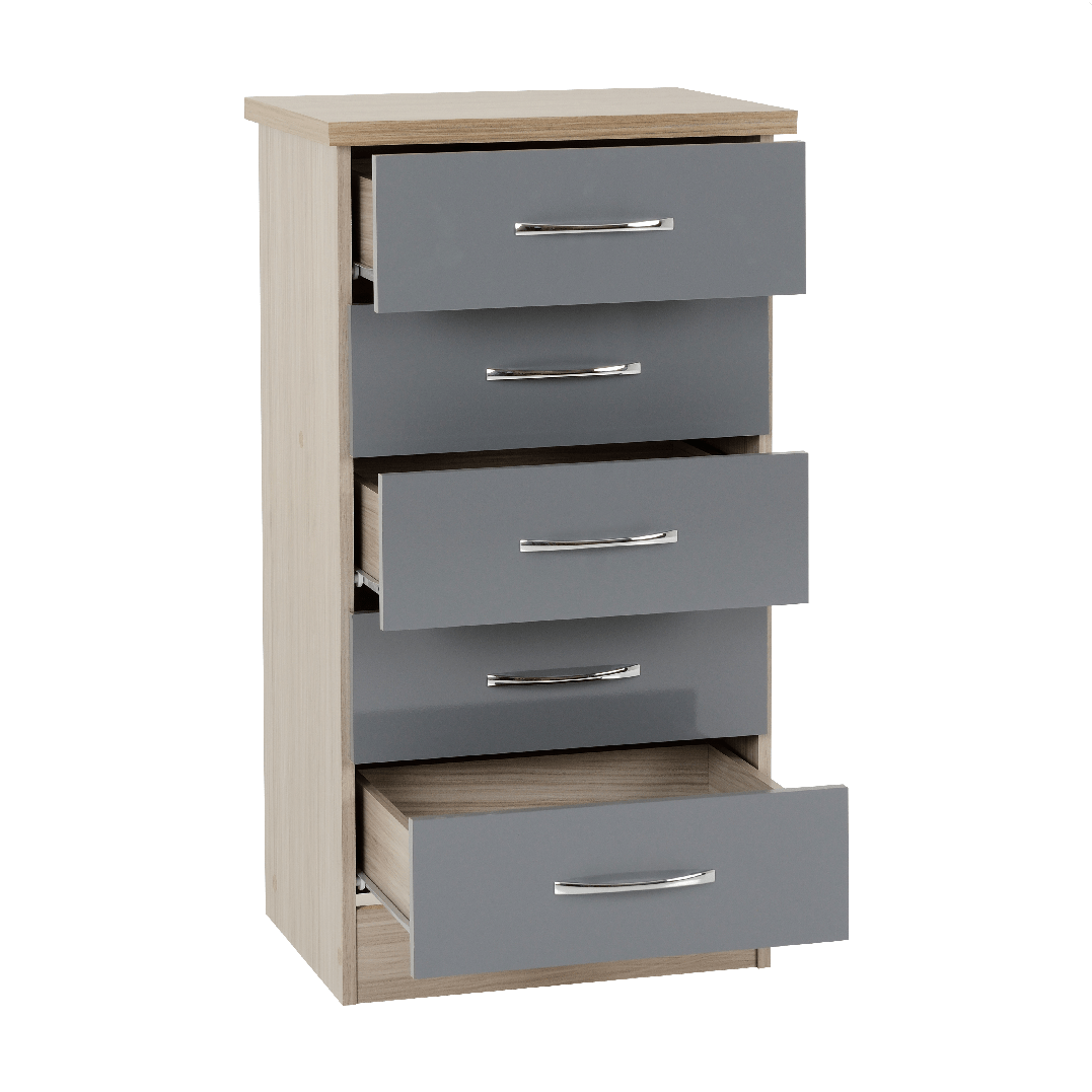 Nevada 5 Drawer Narrow Chest - Seconique