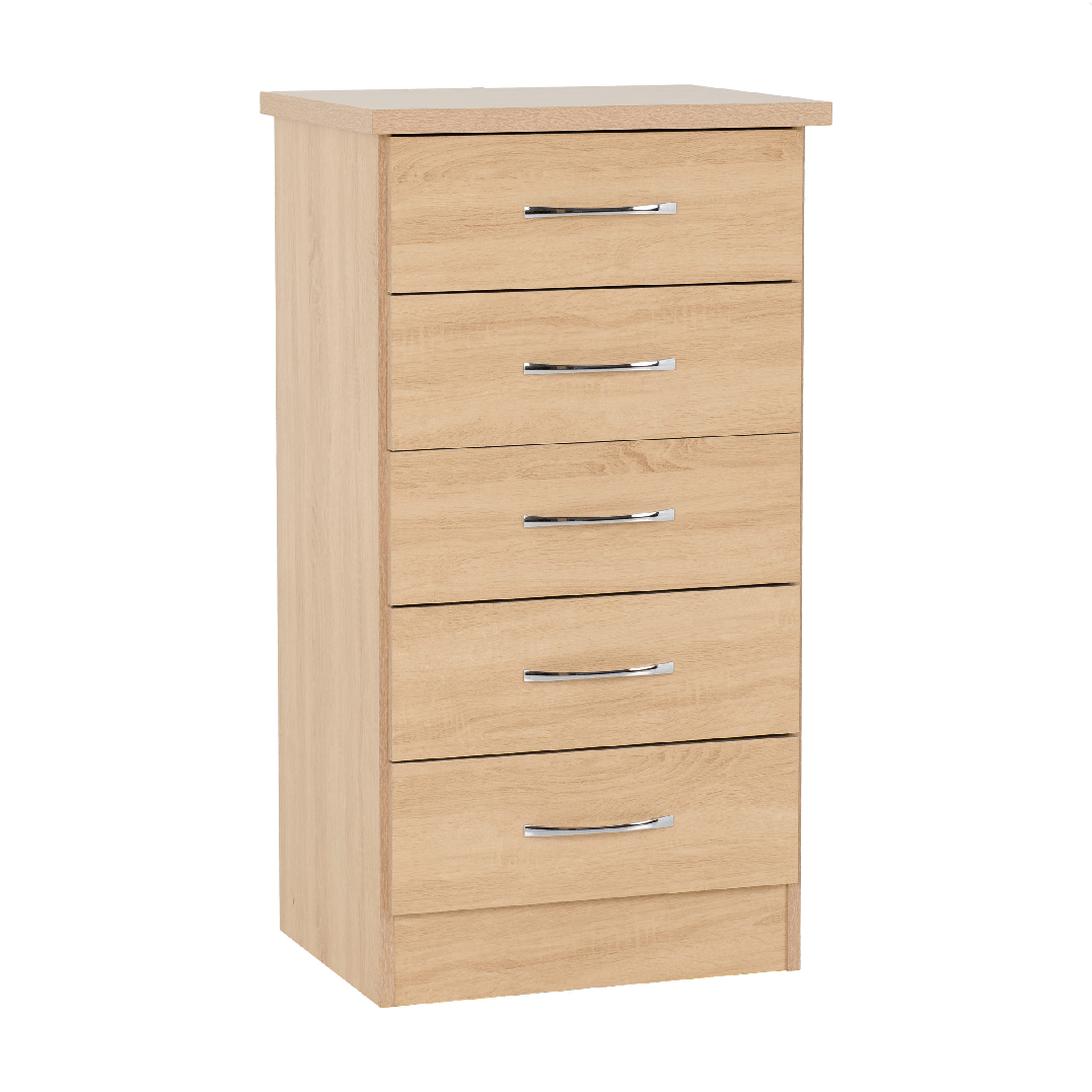 Nevada 5 Drawer Narrow Chest - Seconique