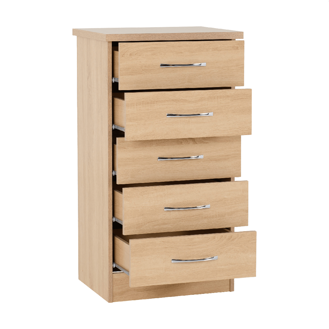 Nevada 5 Drawer Narrow Chest - Seconique