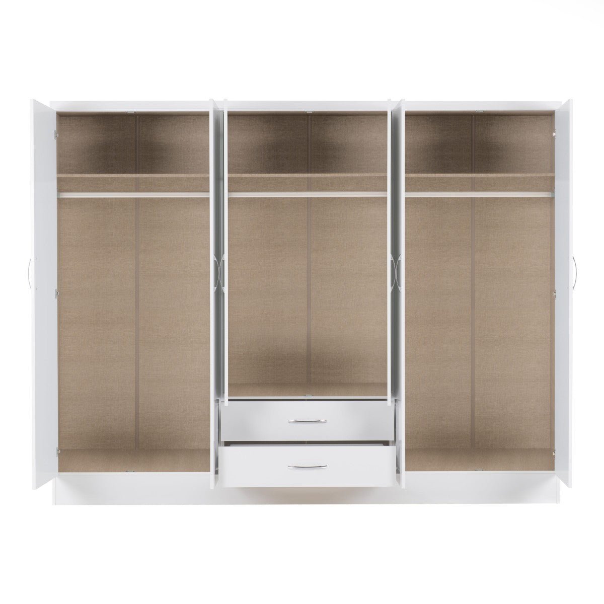 Nevada 6 Door 2 Drawer Mirrored Wardrobe - Seconique