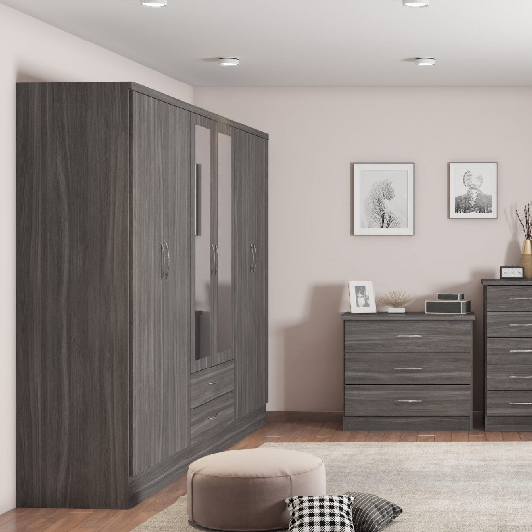 Nevada 6 Door 2 Drawer Mirrored Wardrobe - Seconique