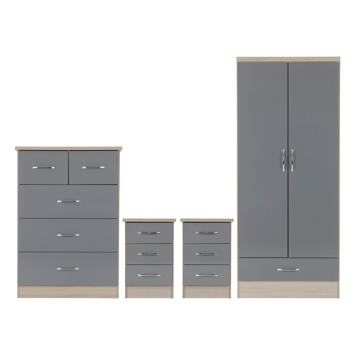 Nevada Nevada 2 Door 1 Drawer Wardrobe Bedroom Set - Seconique