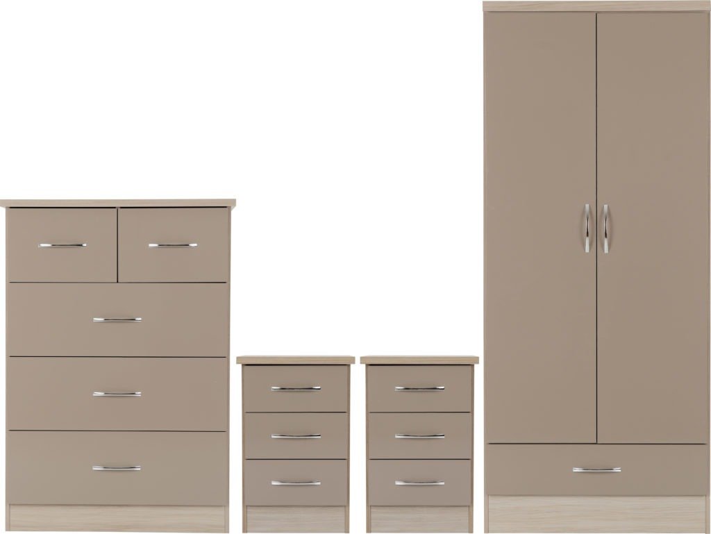 Nevada Nevada 2 Door 1 Drawer Wardrobe Bedroom Set - Seconique