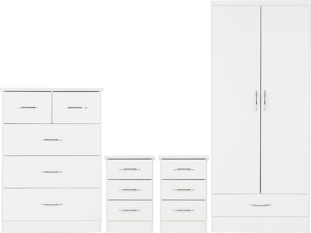 Nevada Nevada 2 Door 1 Drawer Wardrobe Bedroom Set - Seconique