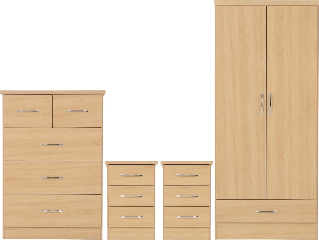 Nevada Nevada 2 Door 1 Drawer Wardrobe Bedroom Set - Seconique