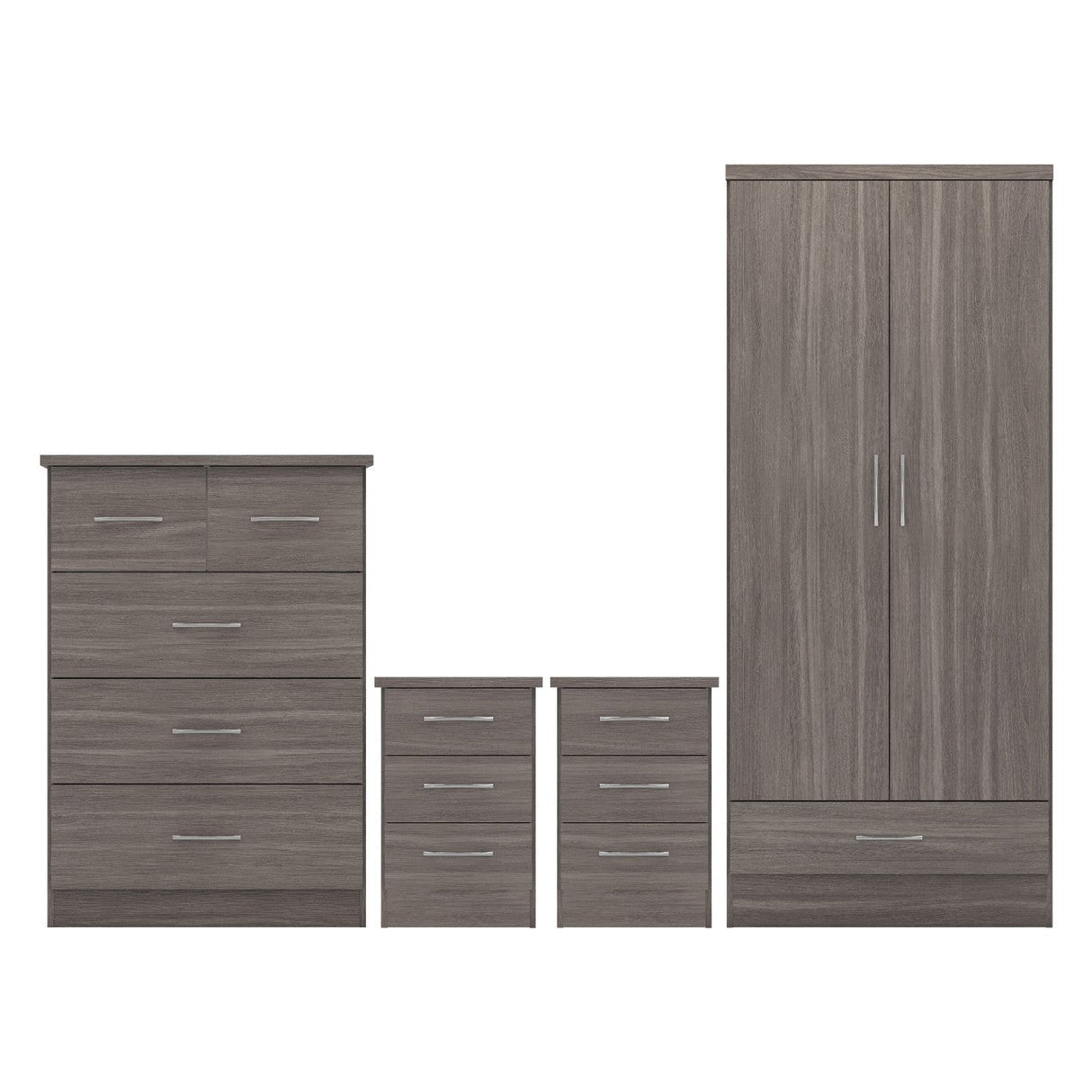 Nevada Nevada 2 Door 1 Drawer Wardrobe Bedroom Set - Seconique