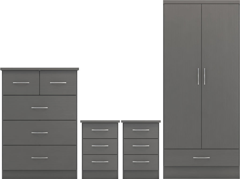 Nevada Nevada 2 Door 1 Drawer Wardrobe Bedroom Set - Seconique