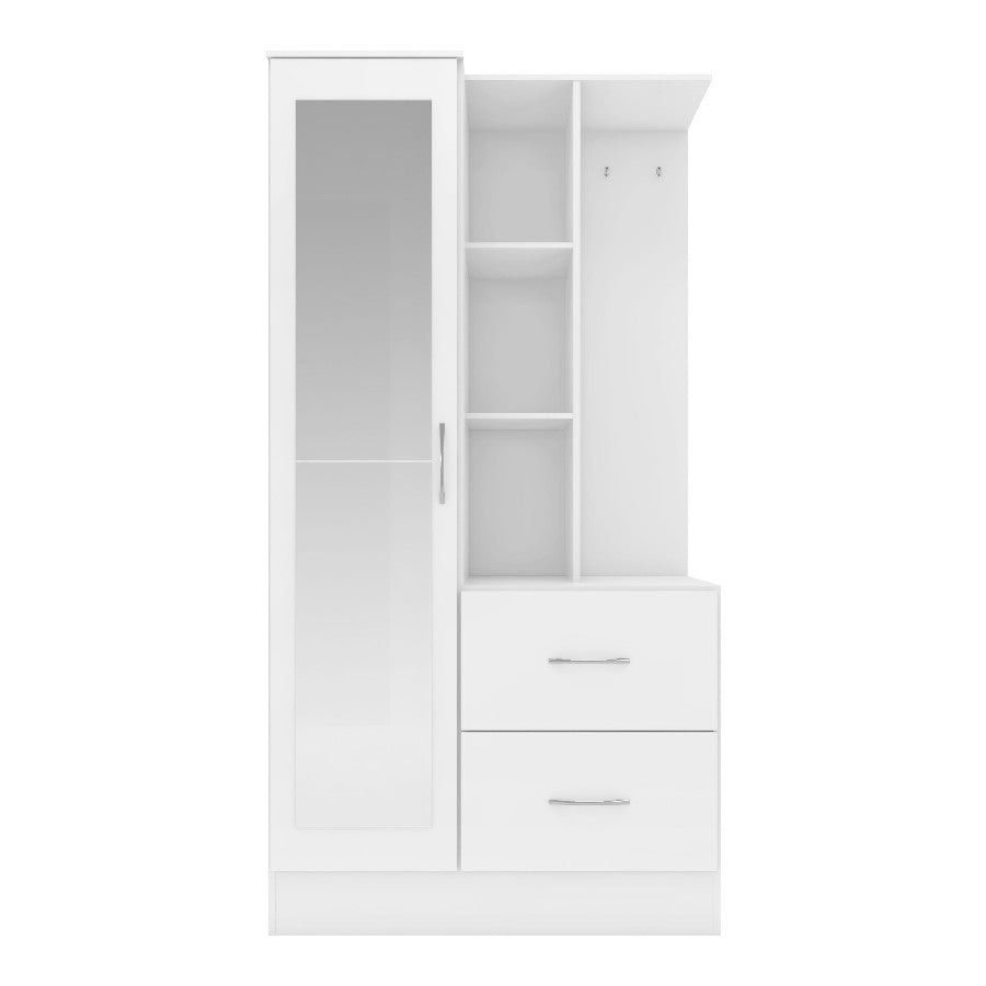 Nevada Open Shelf Mirrored Wardrobe - Seconique