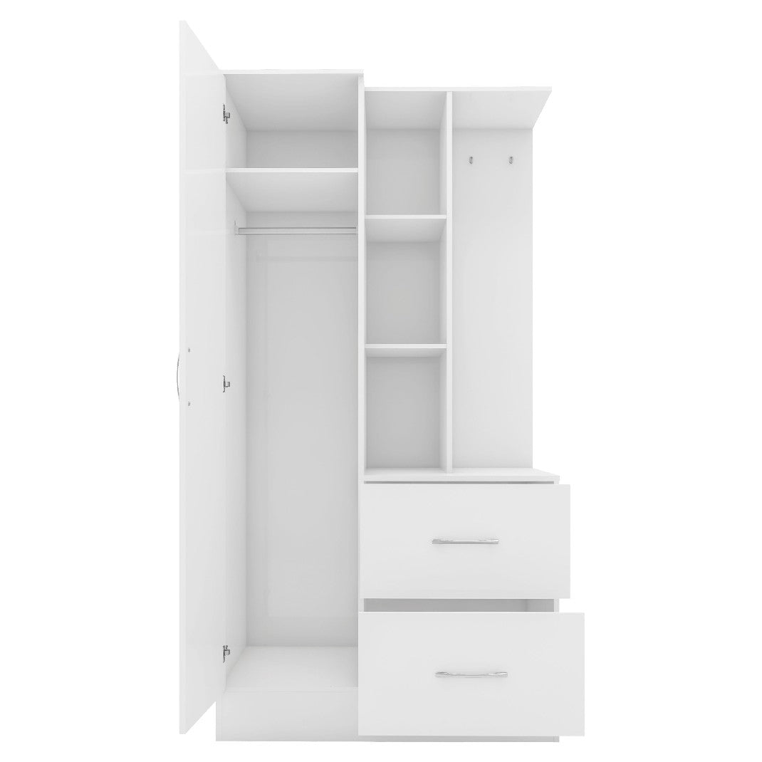 Nevada Open Shelf Mirrored Wardrobe - Seconique