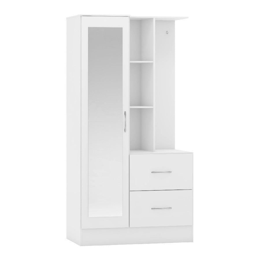 Nevada Open Shelf Mirrored Wardrobe - Seconique