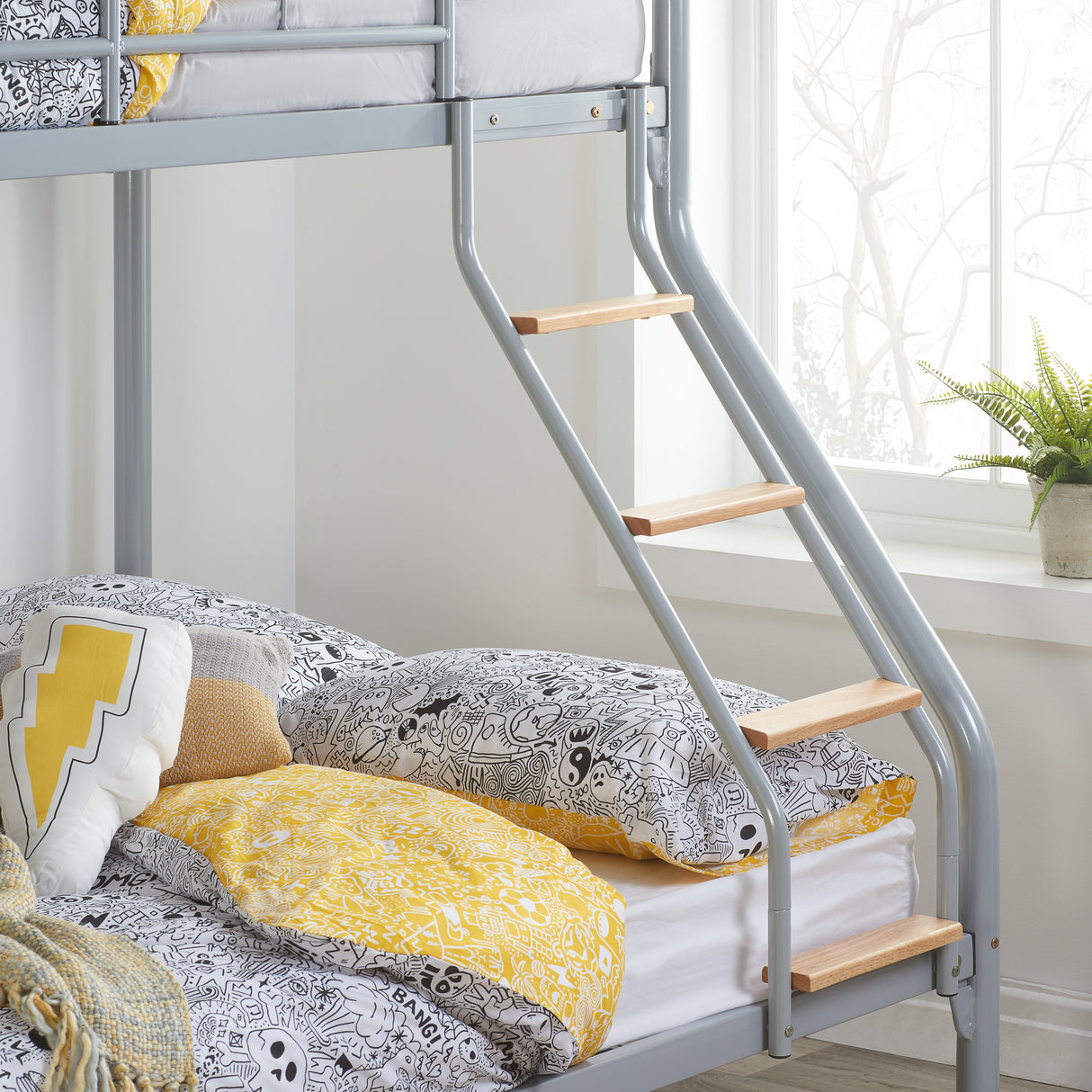 Nexus Triple Sleeper Silver Metal Bunk Bed - Birlea
