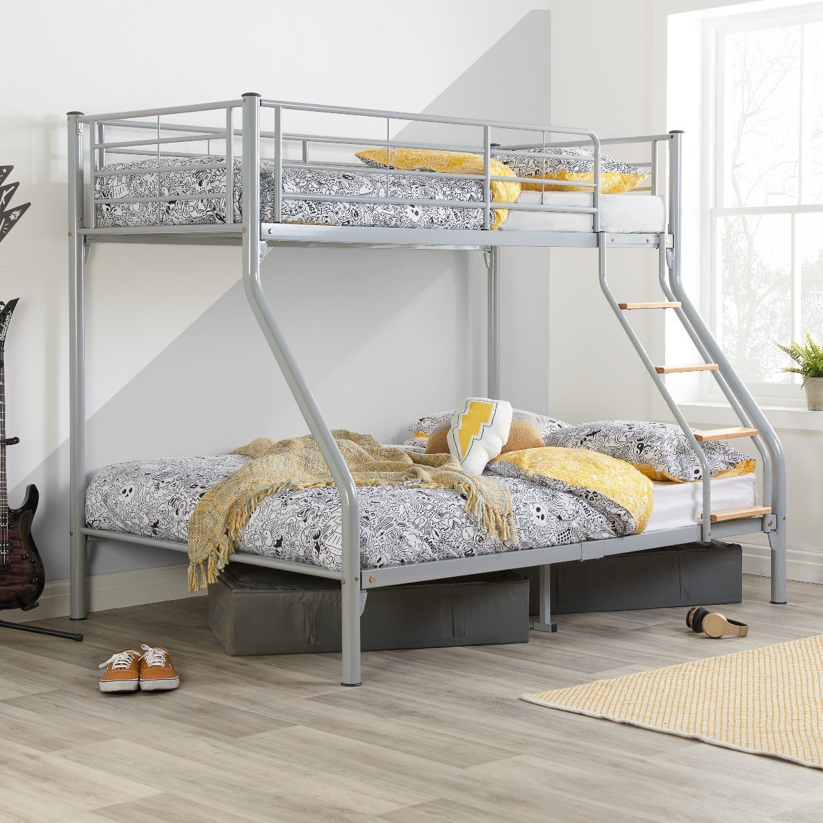 Nexus Triple Sleeper Silver Metal Bunk Bed - Birlea
