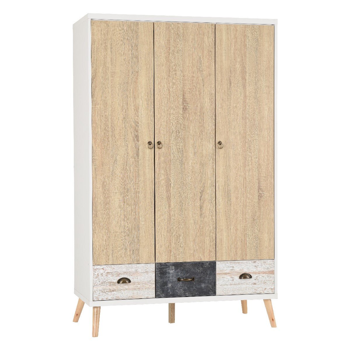 Nordic 3 Door 3 Drawer Wardrobe - Seconique