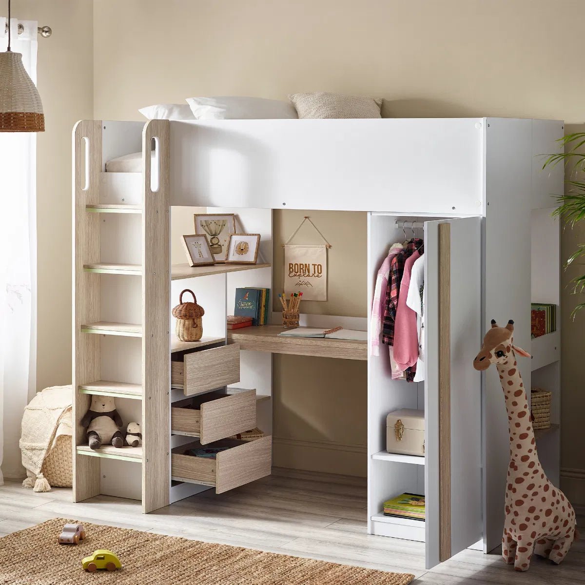 Ocean High Sleeper Bed Frame with Desk - Julian Bowen