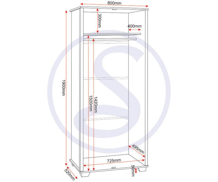 Oliver 2 Door Wardrobe - Seconique