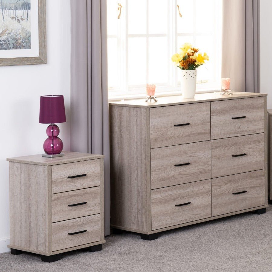 Oliver 3 Drawer Bedside - Seconique
