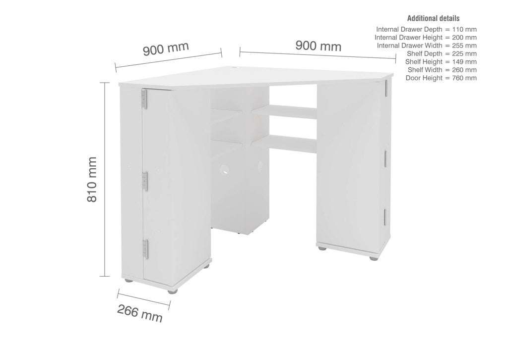 Olivia Corner Folding Storage Dressing Table - Birlea
