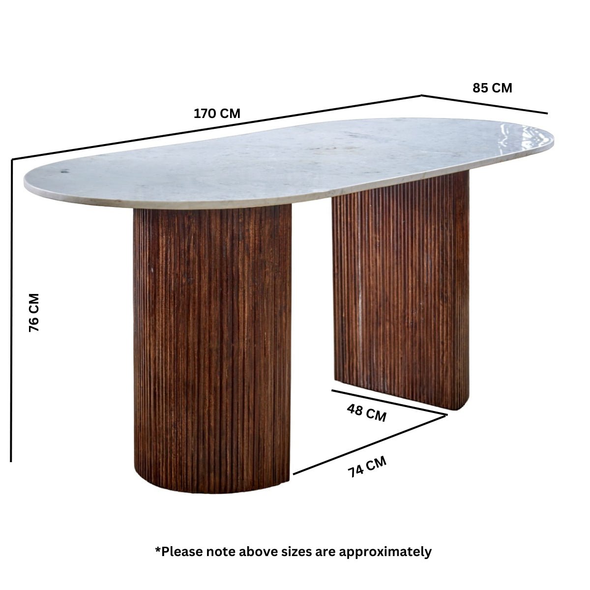 Opal Natural Marble and Mango Wood Dining Table - Indian Hub