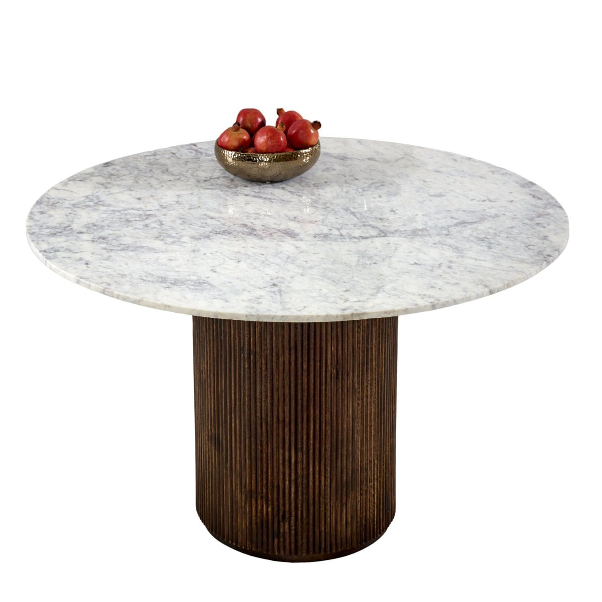 Opal Natural Marble and Mango Wood Round Dining Table - Indian Hub
