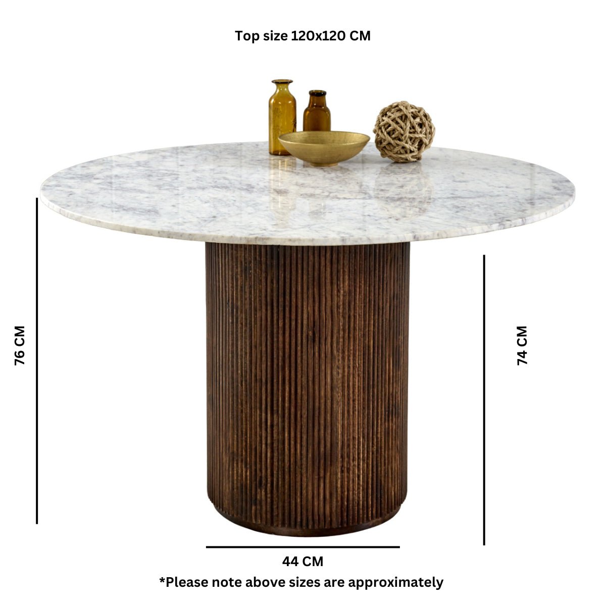 Opal Natural Marble and Mango Wood Round Dining Table - Indian Hub
