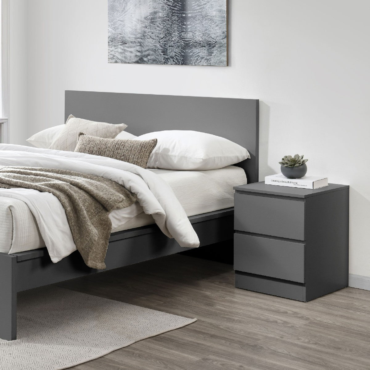 Oslo 2 Drawer Bedside Table - Birlea