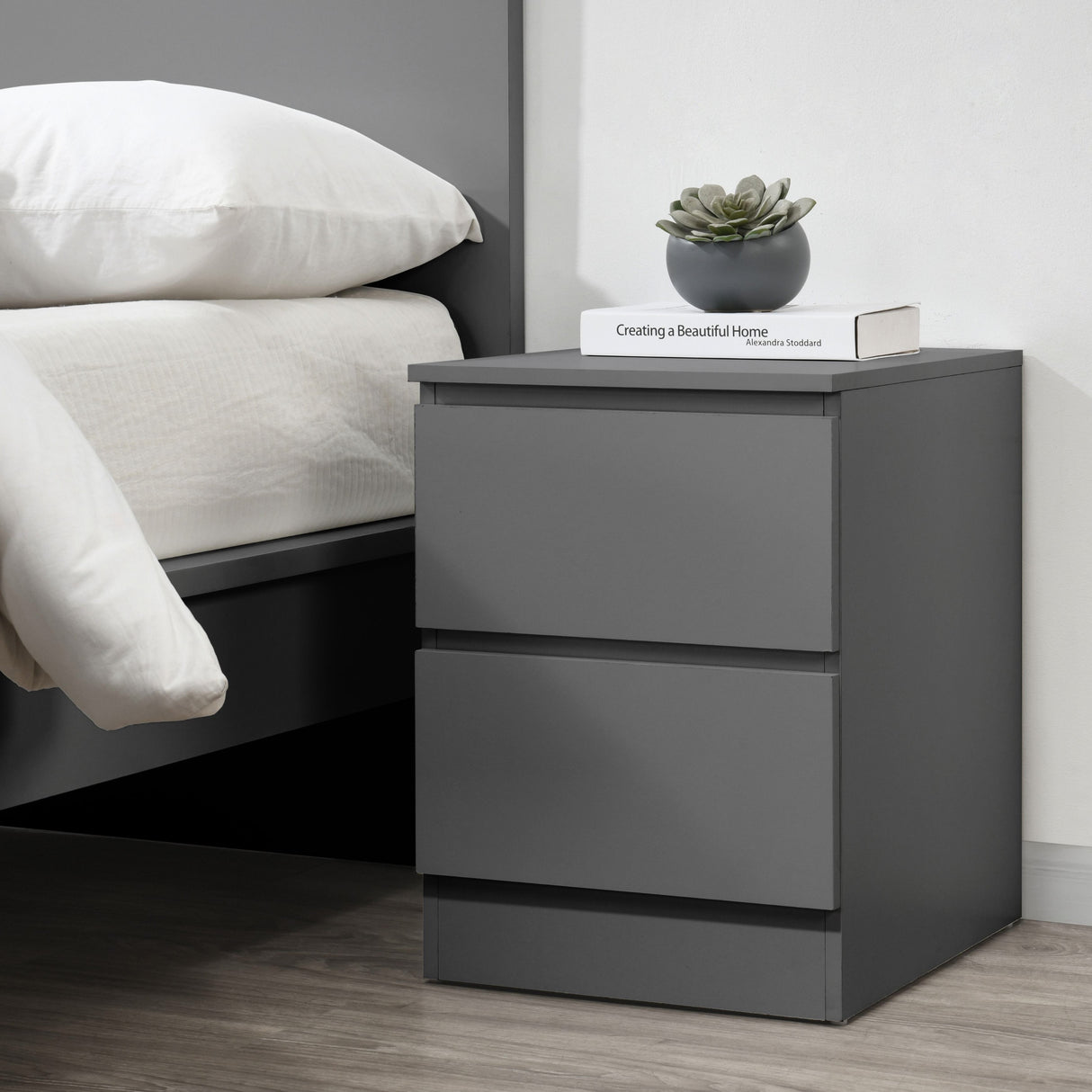Oslo 2 Drawer Bedside Table - Birlea