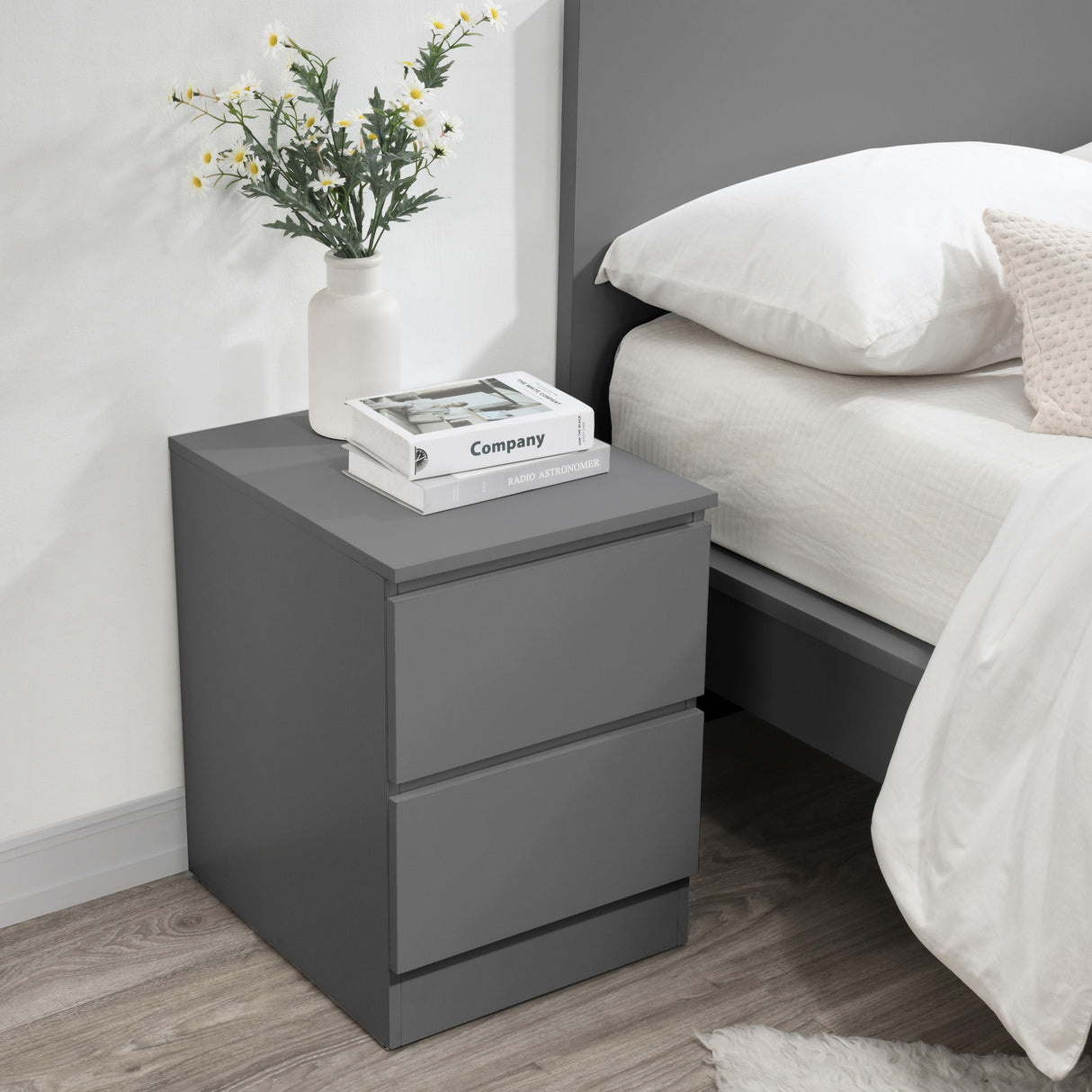 Oslo 2 Drawer Bedside Table - Birlea