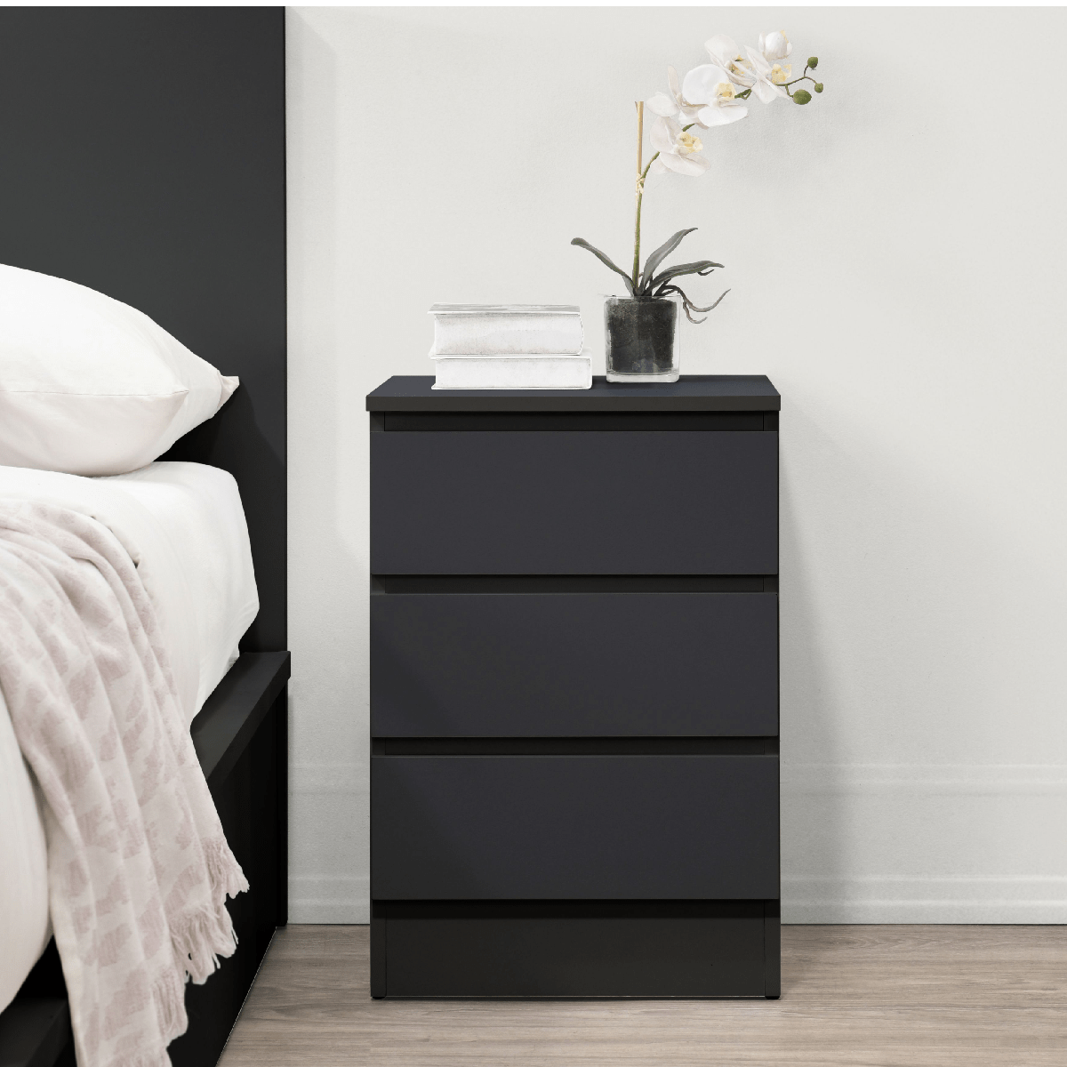 Oslo 3 Drawer Bedside Table - Birlea