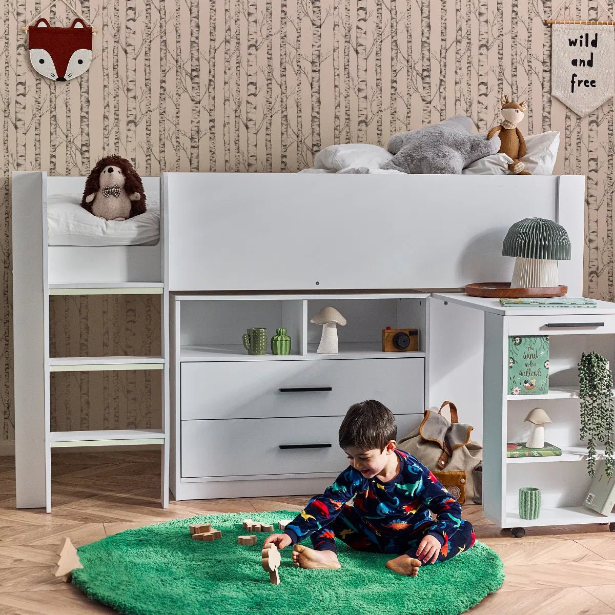Otis 3ft Single Mid Sleeper with 2 Drawers - Julian Bowen