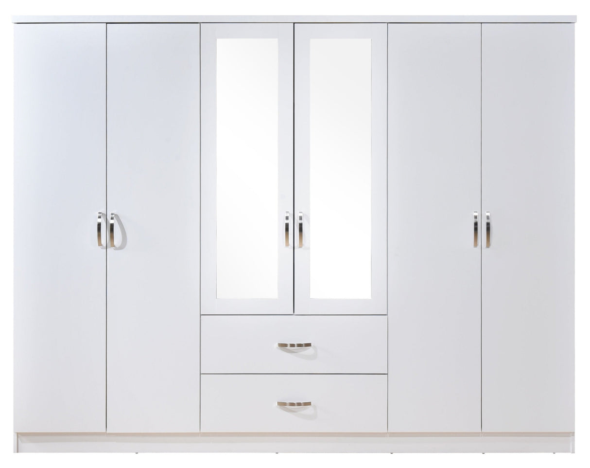 Paddington 6 Door 2 Drawer Mirrored Wardrobe - Swish Furniture