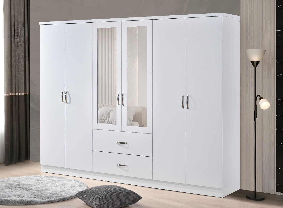 Paddington 6 Door 2 Drawer Mirrored Wardrobe - Swish Furniture