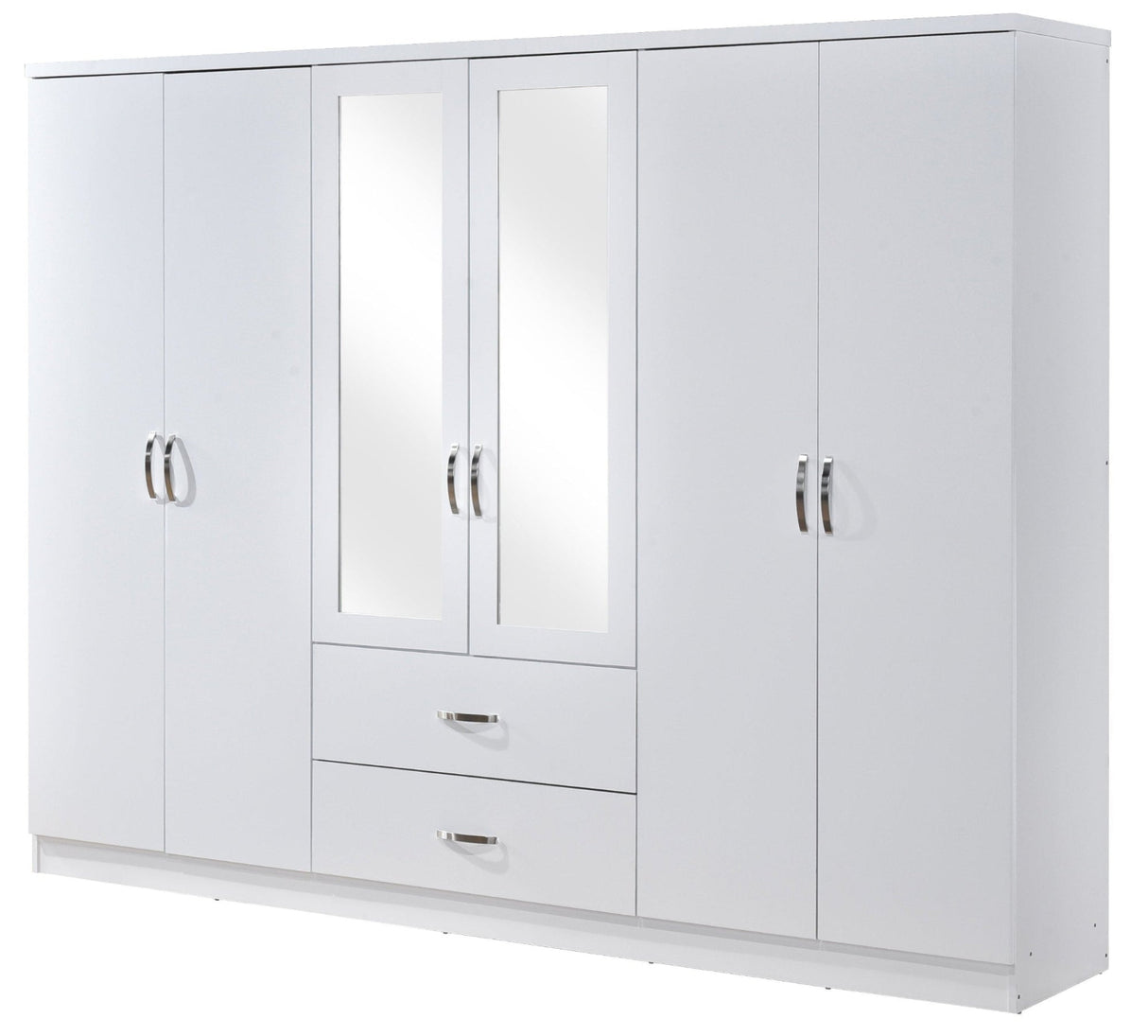 Paddington 6 Door 2 Drawer Mirrored Wardrobe - Swish Furniture