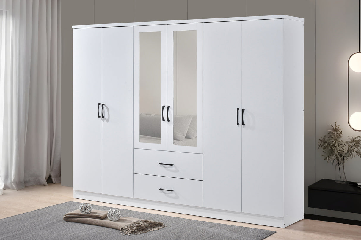 Paddington 6 Door 2 Drawer Mirrored Wardrobe - Swish Furniture