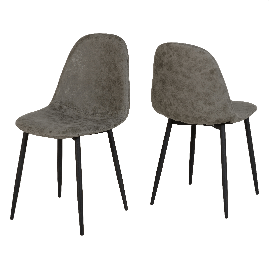 Pair of Athens Faux Leather Dining Chairs - Seconique