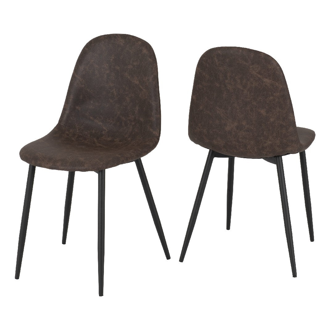 Pair of Athens Faux Leather Dining Chairs - Seconique