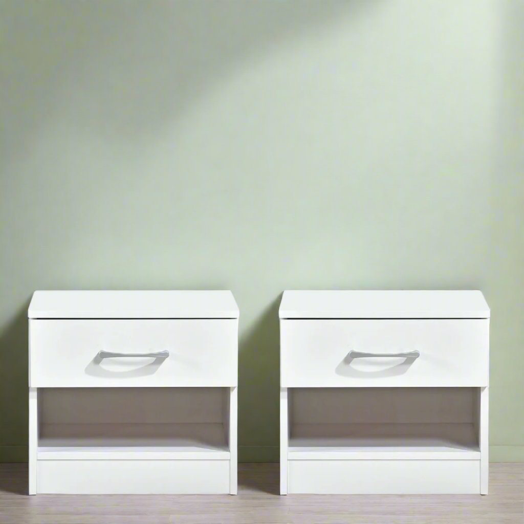 Pair of Highbury 1 Drawer Open Shelf Bedside Tables - Swish Furniture