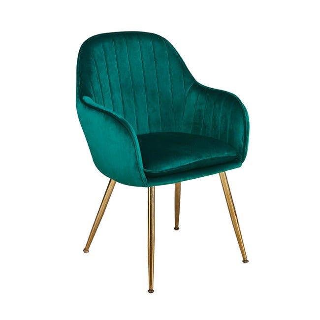 Pair of Lara Velvet Dining Chairs with Gold Legs - LPD