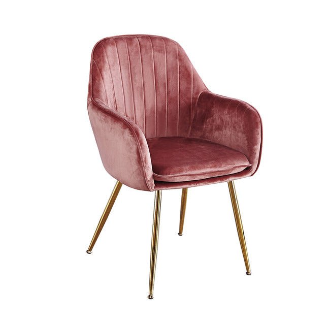 Pair of Lara Velvet Dining Chairs with Gold Legs - LPD